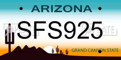 SFS925 Arizona License Plate