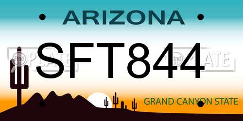 SFT844 Arizona License Plate