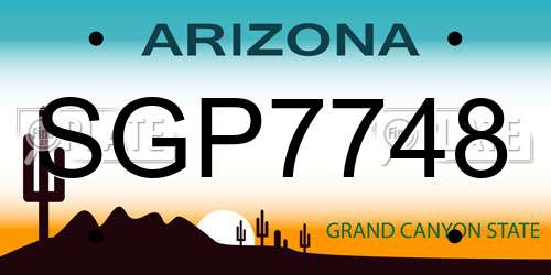 SGP7748 Arizona License Plate