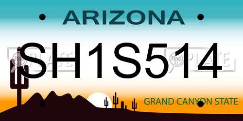 SH1S514 Arizona License Plate