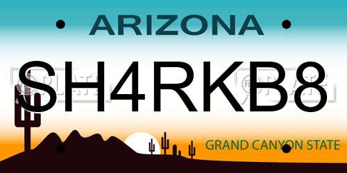 SH4RKB8 Arizona License Plate