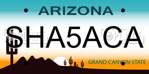 SHA5ACA Arizona License Plate
