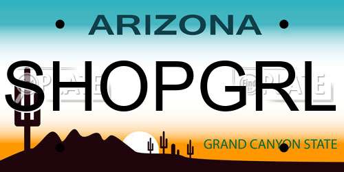 SHOPGRL Arizona License Plate
