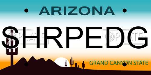 SHRPEDG Arizona License Plate