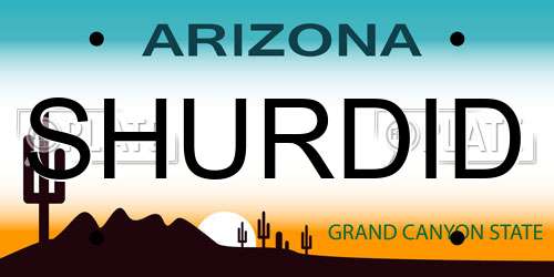 SHURDID Arizona License Plate