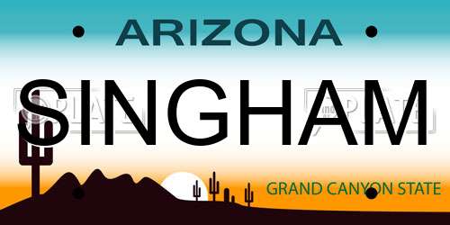 SINGHAM Arizona License Plate
