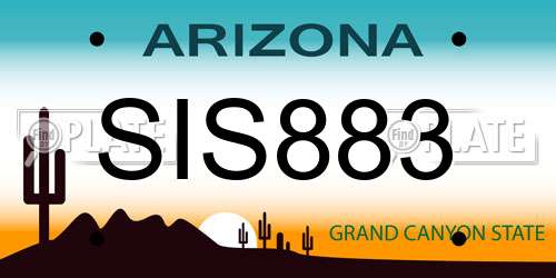 SIS883 Arizona License Plate