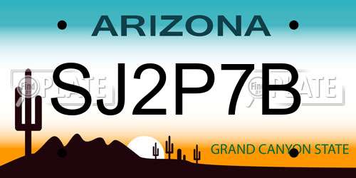 SJ2P7B Arizona License Plate