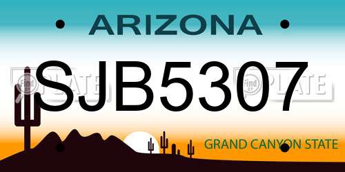 SJB5307 Arizona License Plate