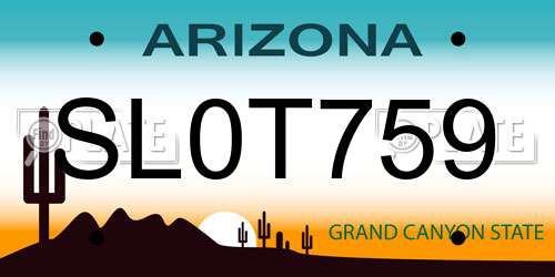 SL0T759 Arizona License Plate