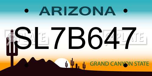 SL7B647 Arizona License Plate