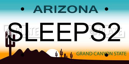 SLEEPS2 Arizona License Plate