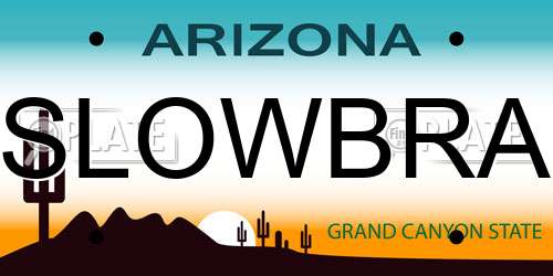 SLOWBRA Arizona License Plate