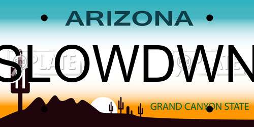 SLOWDWN Arizona License Plate