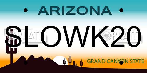 SLOWK20 Arizona License Plate