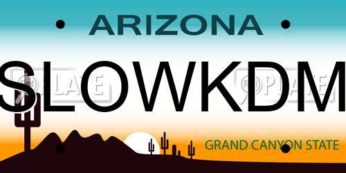 SLOWKDM Arizona License Plate