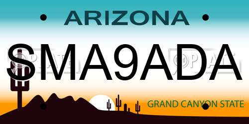 SMA9ADA Arizona License Plate