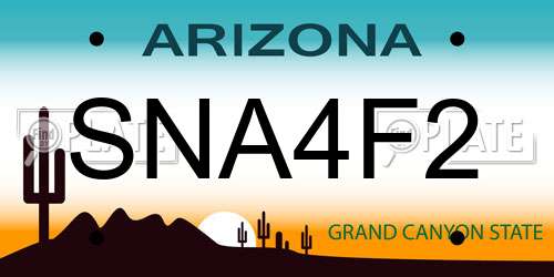 SNA4F2 Arizona License Plate