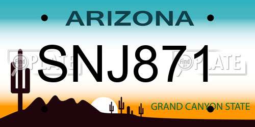 SNJ871 Arizona License Plate