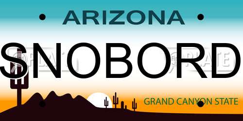 SNOBORD Arizona License Plate
