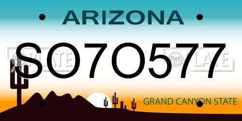 SO7O577 Arizona License Plate