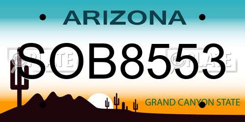 SOB8553 Arizona License Plate