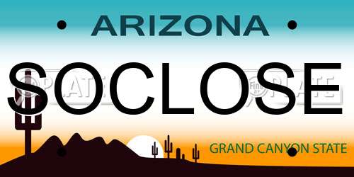 SOCLOSE Arizona License Plate