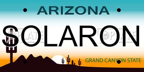 SOLARON Arizona License Plate