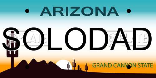 SOLODAD Arizona License Plate