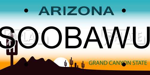 SOOBAWU Arizona License Plate