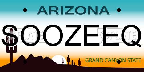 SOOZEEQ Arizona License Plate