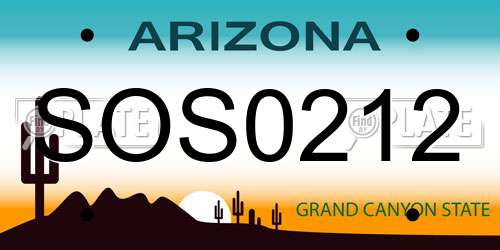 SOS0212 Arizona License Plate