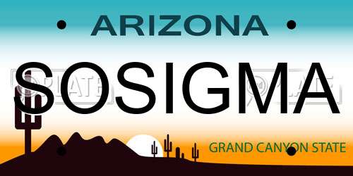 SOSIGMA Arizona License Plate