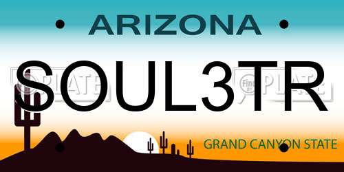 SOUL3TR Arizona License Plate