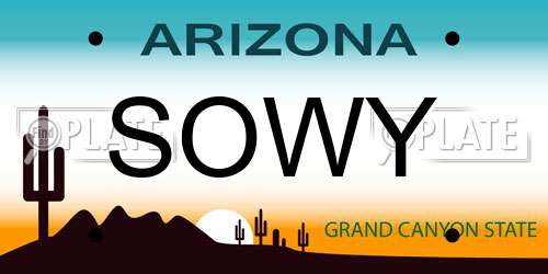 SOWY Arizona License Plate