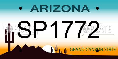 SP1772 Arizona License Plate
