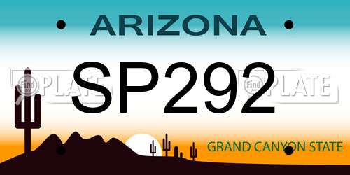 SP292 Arizona License Plate