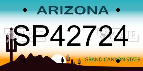 SP42724 Arizona License Plate
