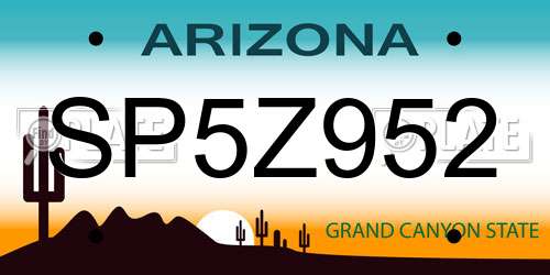 SP5Z952 Arizona License Plate