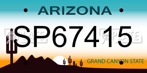 SP67415 Arizona License Plate