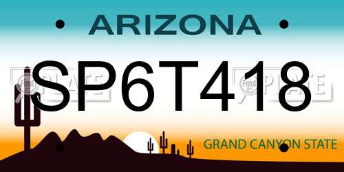 SP6T418 Arizona License Plate