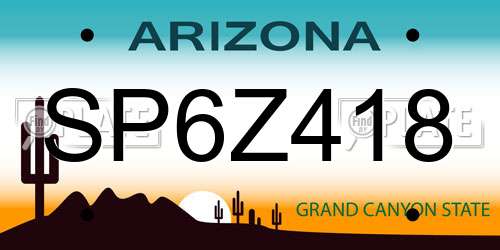 SP6Z418 Arizona License Plate