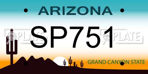 SP751 Arizona License Plate
