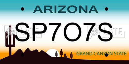 SP7O7S Arizona License Plate