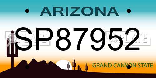 SP87952 Arizona License Plate