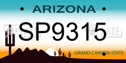 SP9315 Arizona License Plate
