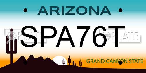 SPA76T Arizona License Plate