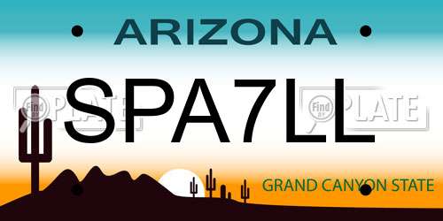 SPA7LL Arizona License Plate