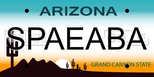 SPAEABA Arizona License Plate