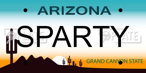SPARTY Arizona License Plate